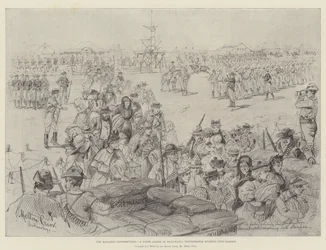 The Matabili Insurrection, a False Alarm in Buluwayo, Townspeople rushing into Laager